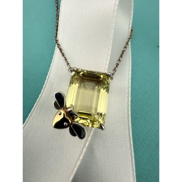 Tiffany & Co. Lemon Quartz Love Bug Sparkler Necklace Sterling Silver 18-20" - Picture 3 of 10